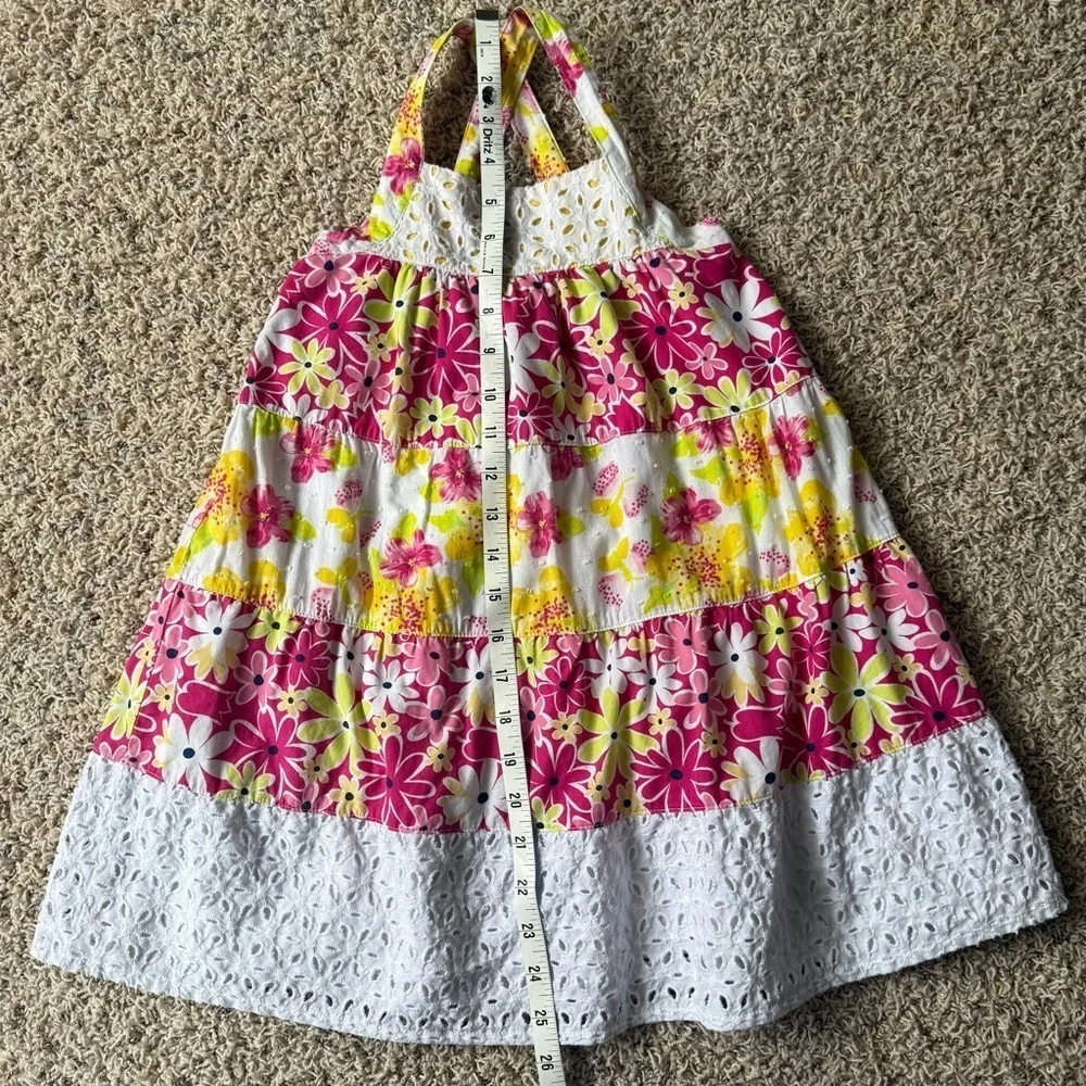 Penelope Mack Girls Cotton Dot Embroidery Eyelet Lace A-line Tank Dress Size-5